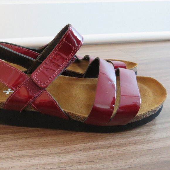 NAOT Kayla Cherry Red Patent Leather Slingback Comfort Sandals - Size US 8 - 8.5 - Picture 4 of 15